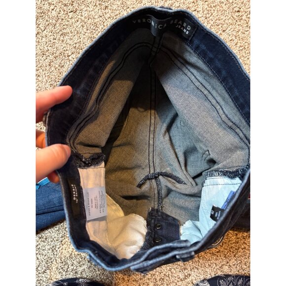 Veronica Beard Debbie 10” Skinny Midnight Fray & Tux Striped Stretch Denim Jeans - Picture 8 of 12